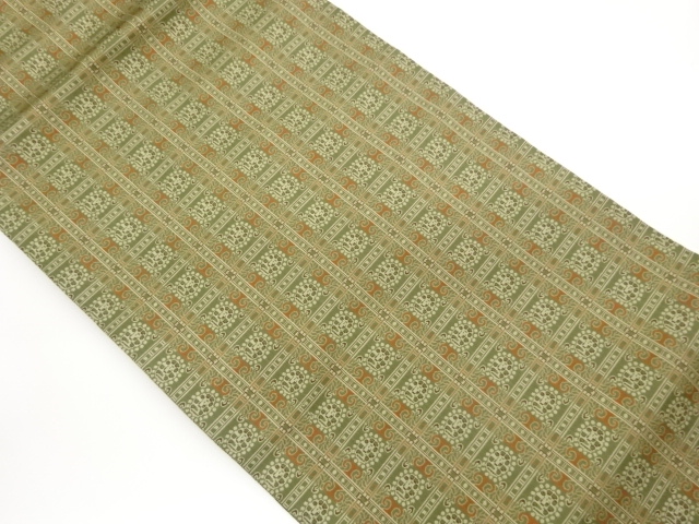 JAPANESE KIMONO / NAGOYA OBI / ROUNDEL CREST & GEOMETRIC PATTERN 